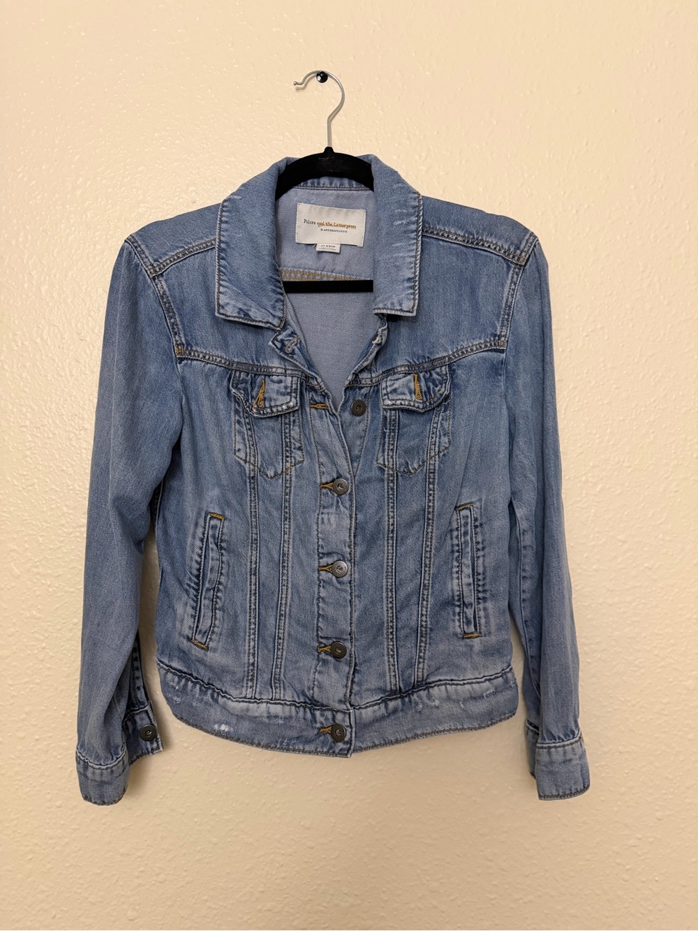Pilcro and the Letterpress Anthropologie Light Blue Denim Jacket